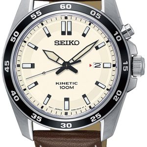 Seiko Kinetic Herrklocka SKA787P1 Antikvit/Läder Ø42 mm