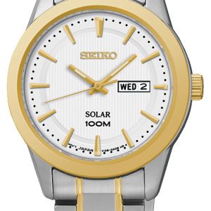 Seiko Solar Damklocka SUT162P1 Vit/Gulguldtonat stål Ø28 mm