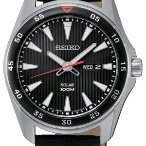 Seiko Solar Herrklocka SNE393P2 Svart/Läder Ø42 mm