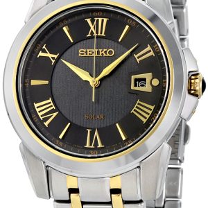 Seiko Solar Herrklocka SNE398 Grå/Gulguldtonat stål Ø45 mm