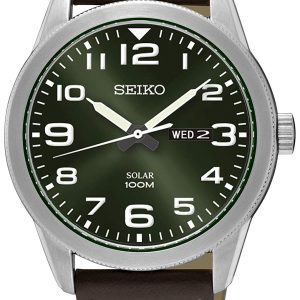 Seiko Solar Herrklocka SNE473P1 Grön/Läder Ø42.5 mm