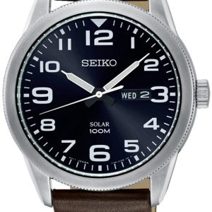 Seiko Solar Herrklocka SNE475P1 Svart/Läder Ø42.5 mm