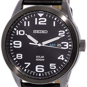 Seiko Solar Herrklocka SNE477P1 Svart/Läder Ø42 mm