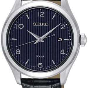 Seiko Solar Herrklocka SNE491P1 Blå/Läder Ø42 mm