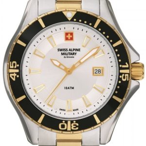 Swiss Alpine Military Herrklocka 7040.1142 Diver Vit/Guldtonat stål