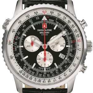 Swiss Alpine Military Herrklocka 7078.9537 Spirit Svart/Läder Ø45 mm