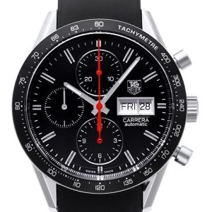 TAG Heuer Herrklocka CV201AH.FT6014 Carrera Calibre 16 Svart/Gummi