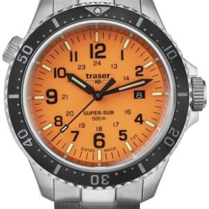 Traser H3 Herrklocka 109379 P67 T25 SuperSub Orange/Stål Ø46 mm