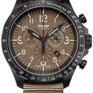 Traser H3 Herrklocka 109459 P67 Officer Chrono Brun/Textil Ø46 mm