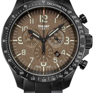 Traser H3 Herrklocka 109460 P67 Officer Chrono Brun/Stål Ø46 mm