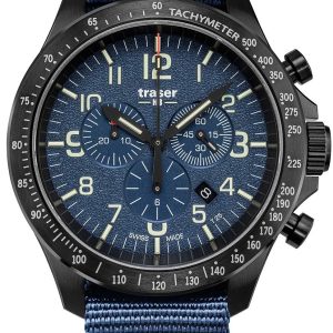 Traser H3 Herrklocka 109461 P67 Officer Chrono Blå/Textil Ø46 mm