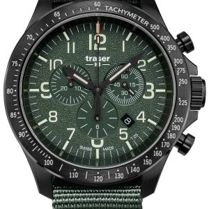 Traser H3 Herrklocka 109463 P67 Officer Chrono Grön/Textil Ø46 mm