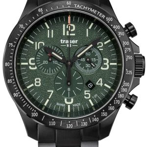 Traser H3 Herrklocka 109464 P67 Officer Chrono Grön/Stål Ø46 mm