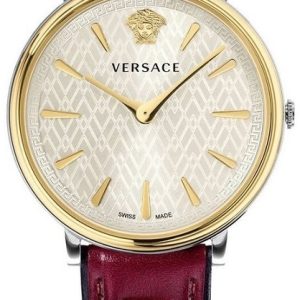 Versace Damklocka VBP020017 V Circle Silverfärgad/Läder Ø38 mm