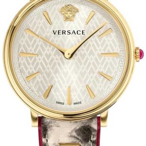 Versace Damklocka VBP080017 V Circle Silverfärgad/Läder Ø38 mm