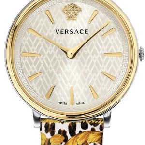 Versace Damklocka VBP120017 V Circle Silverfärgad/Läder Ø36 mm