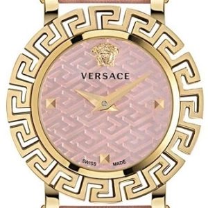 Versace Damklocka VE2Q00222 Greca Glam Rosa/Läder Ø30 mm