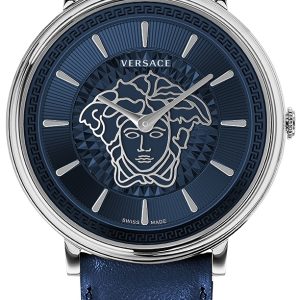 Versace Damklocka VE8101619 V Circle Blå/Läder Ø38 mm