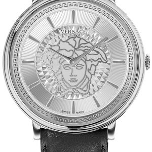 Versace Damklocka VE8101719 V Circle Silverfärgad/Läder Ø38 mm