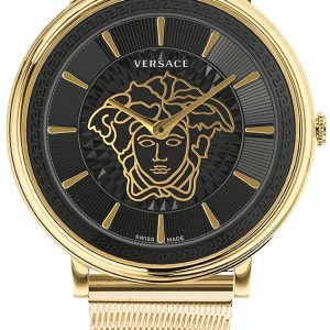 Versace Damklocka VE8102119 V Circle Svart/Gulguldtonat stål Ø38 mm