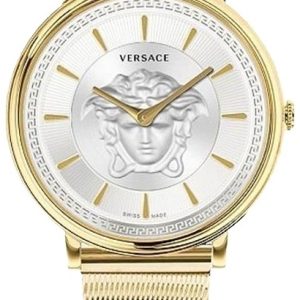 Versace Damklocka VE8102319 V Circle Silverfärgad/Gulguldtonat stål