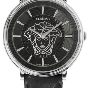 Versace Damklocka VE8102619 V Circle Svart/Läder Ø38 mm