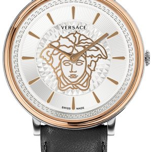 Versace Damklocka VE8102919 V Circle Silverfärgad/Läder Ø38 mm