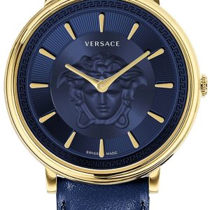 Versace Damklocka VE8103721 V Circle Blå/Läder Ø38 mm