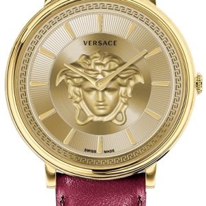 Versace Damklocka VE8103821 V Circle Guldtonad/Läder Ø38 mm