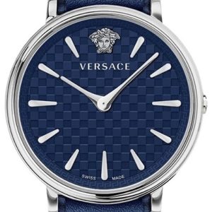 Versace Damklocka VE8104222 V Circle Blå/Läder Ø38 mm