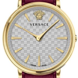 Versace Damklocka VE8104322 V Circle Silverfärgad/Läder Ø38 mm