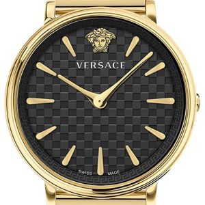 Versace Damklocka VE8104722 V Circle Svart/Gulguldtonat stål Ø38 mm