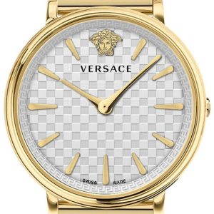 Versace Damklocka VE8104822 V Circle Silverfärgad/Gulguldtonat stål