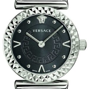 Versace Damklocka VEAA00118 Mini Vanity Svart/Läder Ø28 mm