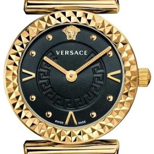 Versace Damklocka VEAA00518 Mini Vanity Svart/Gulguldtonat stål Ø28