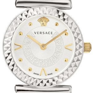 Versace Damklocka VEAA00920 Mini Vanity Silverfärgad/Läder Ø27 mm