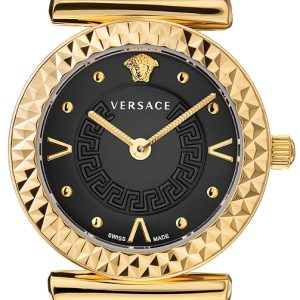 Versace Damklocka VEAA01020 Mini Vanity Svart/Läder Ø27 mm