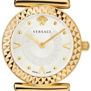 Versace Damklocka VEAA01220 Mini Vanity Silverfärgad/Läder Ø27 mm