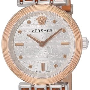 Versace Damklocka VELW01022 Meander Silverfärgad/Läder Ø34 mm