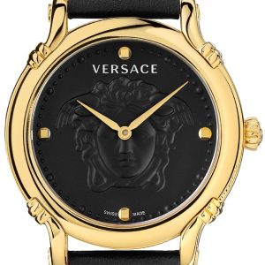 Versace Damklocka VEPN00320 Safety Pin Svart/Läder Ø34 mm