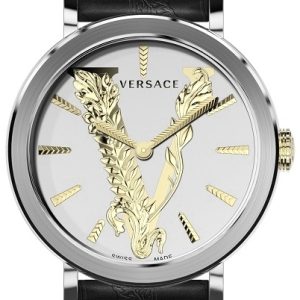 Versace Damklocka VERI00120 Virtus Silverfärgad/Läder Ø36 mm