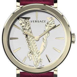 Versace Damklocka VERI00320 V Virtus Silverfärgad/Läder Ø36 mm