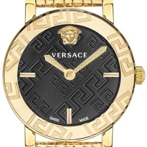 Versace Damklocka VEU300621 Greca Glass Svart/Gulguldtonat stål Ø32