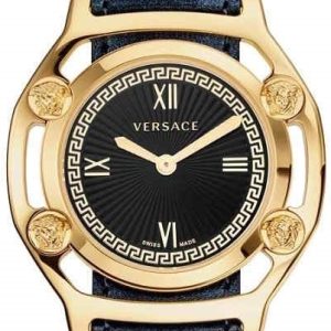 Versace Damklocka VEVF00720 Medusa Frame Set Svart/Läder Ø37 mm