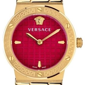 Versace Damklocka VEZ100621 Greca Logo Mini Röd/Läder Ø28 mm