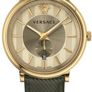 Versace Herrklocka VBQ030017 V Circle Guldtonad/Läder Ø42 mm