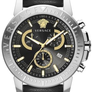 Versace Herrklocka VE2E00121 New Chrono Chronograph 45mm Svart/Läder