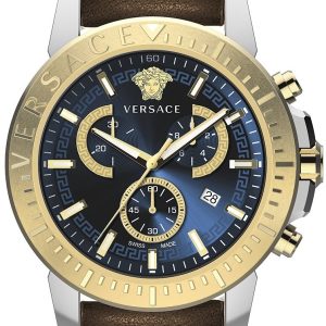 Versace Herrklocka VE2E00221 New Chrono Chronograph 45mm Blå/Läder