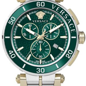 Versace Herrklocka VE3L00422 Greca Grön/Guldtonat stål Ø45 mm