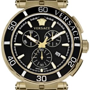 Versace Herrklocka VE3L00522 Greca Svart/Gulguldtonat stål Ø45 mm